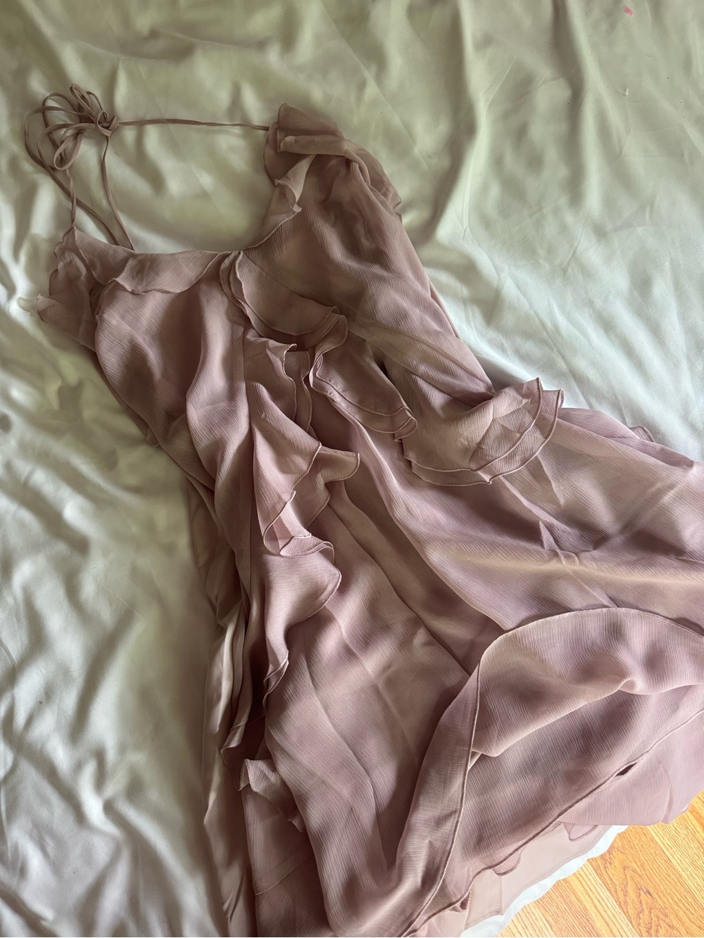 Express Dusty Rose Ruffled Mini Dress - Picture 2 of 3